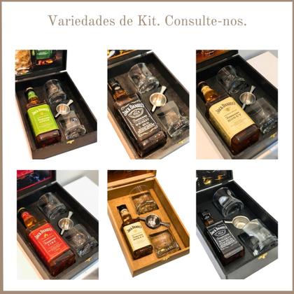 Imagem de Kit Whisky Jack Canela 1l Presente + 2 Copos Vidro + Dosador