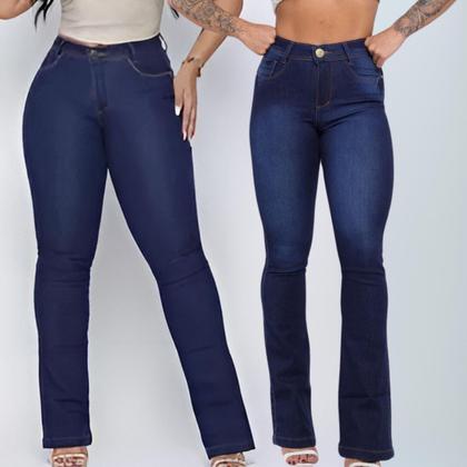 Imagem de Kit Wide Leg Boca de Sino Pantalona Leve Jeans Empina Bumbum