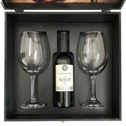 Imagem de Kit Wine Vinho Tinto 375ml + 2 Taça Vidro + Caixa Presente