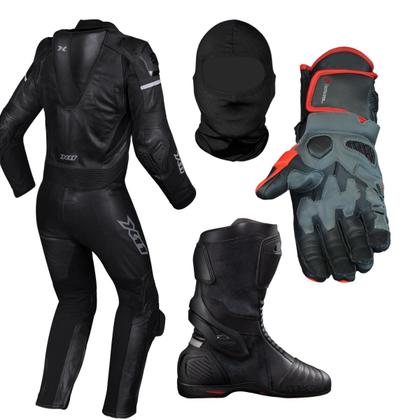 Imagem de Kit X11 Macacão Apex 1 Peça Preto Bota Race Pro Luva Racing