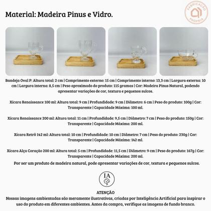 Imagem de Kit Xícara de Chá Café Pires Retangular de Madeira Cafezinho