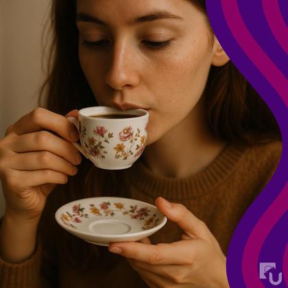 Imagem de Kit Xícara de Porcelana para Café Le Jardin Com Pires - 6 Unidades - 90ml - Hauskraft