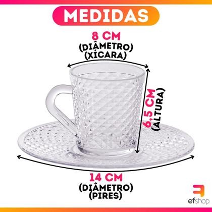 Imagem de Kit Xícara E Pires Acrílico Cristal Chá Café Plástico Luxxor