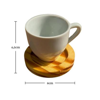 Imagem de Kit Xícaras de Porcelana Branco 95ml com Suporte Circular  Ideal para Chá e Café