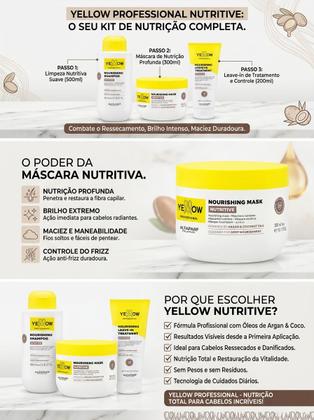 Imagem de Kit Yellow Nutritive Alfaparf Shampoo 500ml Máscara 300ml Leave-in 200ml Nutrição e Reparação