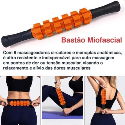 Imagem de Kit Yoga Pilates Fisioterapia com 5 Peças Bastão massageador Rolo de Espuma Bolas de Massagem Lisa e com Textura Faixa Elastica e Bolsa Versátil