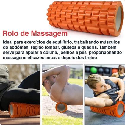 Imagem de Kit Yoga Pilates Fisioterapia com 5 Peças Bastão massageador Rolo de Espuma Bolas de Massagem Lisa e com Textura Faixa Elastica e Bolsa Versátil