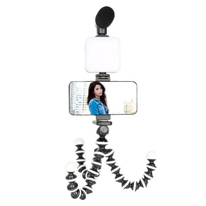 Imagem de Kit Youtuber com Tripé, LED 49 Lâmpadas e Microfone Direcional  Gravações Profissionais