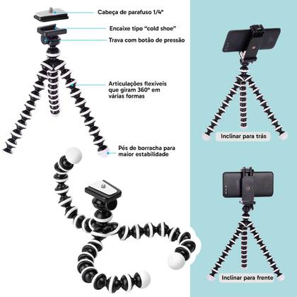 Imagem de Kit Youtuber com Tripé, LED 49 Lâmpadas e Microfone Direcional  Gravações Profissionais