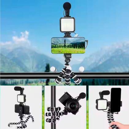 Imagem de Kit Youtuber com Tripé, LED 49 Lâmpadas e Microfone Direcional  Gravações Profissionais