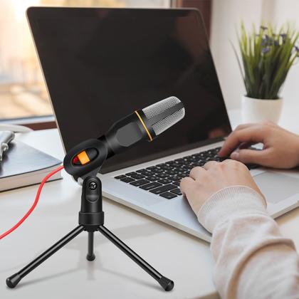Imagem de Kit Youtuber Microfone Condensador Profissional de Mesa + Lapela Pc Câmera Celular Smartphone Universal