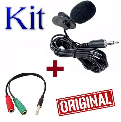 Imagem de Kit Youtuber Microfone de Lapela + Mini Tripé Flexível + Luz Flash Selfie Ring Light Recarregável Celular Universal