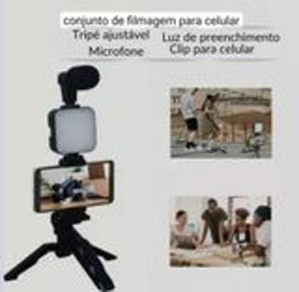 Imagem de Kit Youtuber Vlog Estabilizador Celular Microfone Luz Tripé