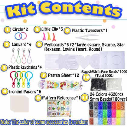Imagem de Kit Yowamho Fuse Beads, 6359 unidades, conjunto artesanal de 5 mm para maiores de 6 anos