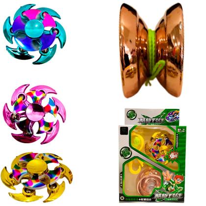 Imagem de Kit Yoyo De Metal Rolamento Profissional Spinner AntiStres