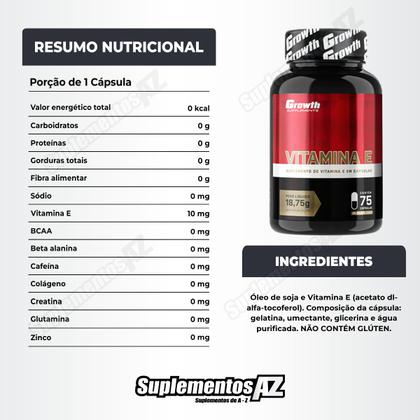 Imagem de Kit Zma 120 Caps + Vitamina E 75 Caps Growth Supplements