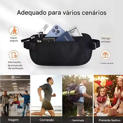 Imagem de Kit12 Pochete Slim Invisível Anti Furto Porta Dólar Carnaval