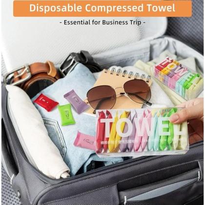 Imagem de Kit14 Toalhas Comprimidas Portáteis, Reutilizável Ecológicas
