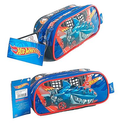 Imagem de Kit2 Mochila com Estojo Hot Wheels miniaturas carro