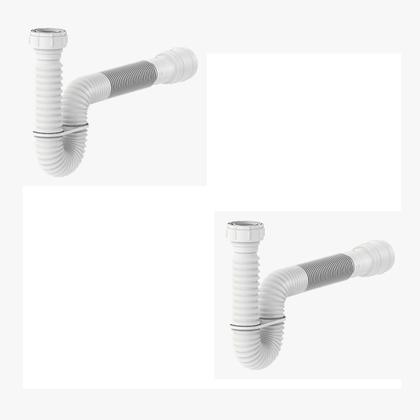 Imagem de Kit2pcs-Sifão Sanfonado Tubo Extensivo Universal Branco