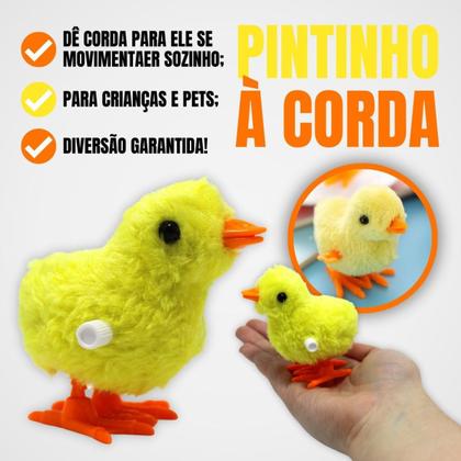 Imagem de Kit3 Pintinho Amarelinho Brinquedo Pelúcia A Corda Infantil 
