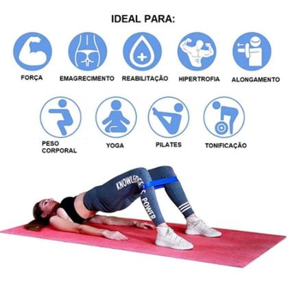 Imagem de Kit5 Elástico de Treino Mini Band + Elástico Tensão Extensor Exercício Treino Funcional Fisioterapia