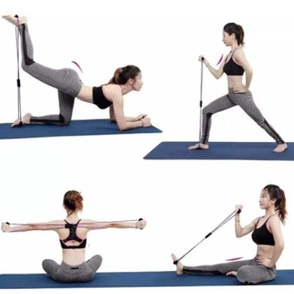 Imagem de Kit5 Elástico de Treino Mini Band + Elástico Tensão Extensor Exercício Treino Funcional Fisioterapia