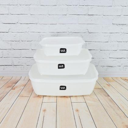 Imagem de Kits Potes Multiuso Premium Retangular 0,5L, 1,5L, 3L Praticos Plástico PP com Tampa Transparente Resistente e durável Micro-ondas