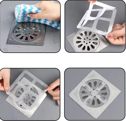 Imagem de Kits Telas Protetoras Adesivas Para Ralo 10x10cm  Evita Entupimentos, Insetos e Mantém Seu Banheiro Sempre Limpo