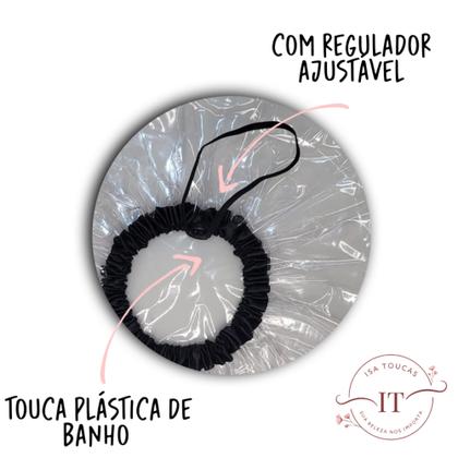 Imagem de Kits Touca Nero, Touca Plástica De Banho, Fronha de Cetim e Scrunchies