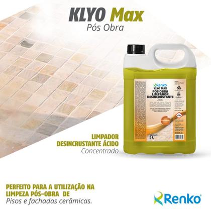 Imagem de Klyo Max Pós OBRA Limpador Desincrustante Acido 5Litro Renko