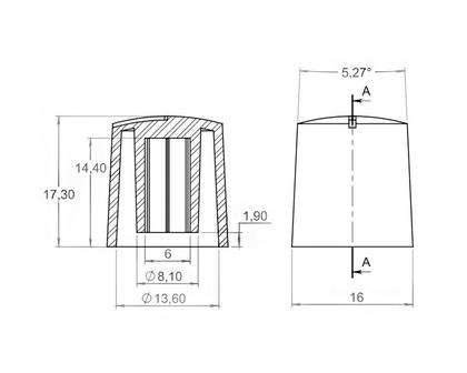 Imagem de Knob Rotativo Liso CT sem Parafuso - Branco/Preto - 5213