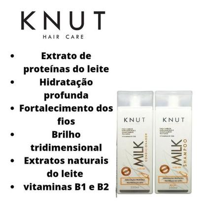 Imagem de Knut Milk kit Hidratação Profunda tratamento enfraquecidos quimicamente tratados Shampoo 250ml + Condicionador 250ml 