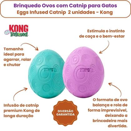 Imagem de Kong Eggs Infused Catnip Brinquedo Ovos com Catnip para Gatos 2 unidades