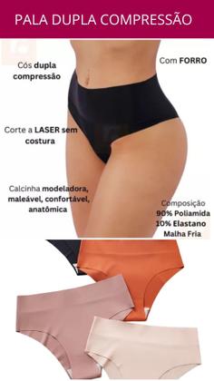 Imagem de KT3 Calcinha Sem Costura Cintura Alta Pala Dupla Compressão