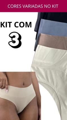 Imagem de KT3 Calcinha Sem Costura Cintura Alta Pala Dupla Compressão