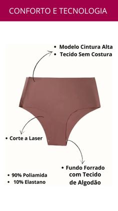 Imagem de KT3 Calcinha Sem Costura Cintura Alta Pala Dupla Compressão