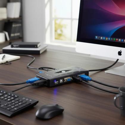 Imagem de Kvm Switch Usb Vga 4 Portas Para Monitor Teclado Mouse