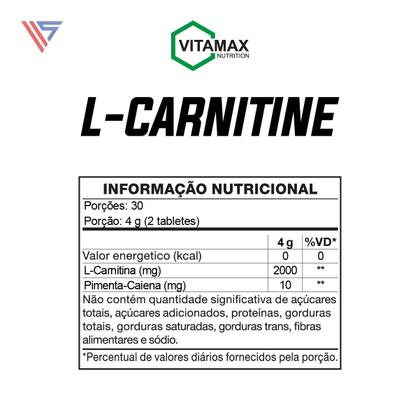 valor l carnitina L-carnitina 1000 mg para acelerar el metabolismo y mejorar la ganancia muscular L- Carnitina 60 Tabletes Vitamax