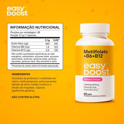 Imagem de L-metilfolato De Cálcio B6 B12 Easyboost Ácido Fólico 60caps