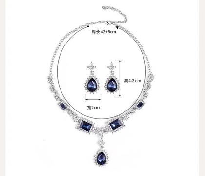 Imagem de L3508-Conjunto Feminino Colar Brinco Verde Esmeralda Zirconia Gota Geometrico Festa Formatura Madrinha Namorado Elegante