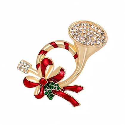 Imagem de L4406-Broche Feminino Masculino Para Roupa Vestido Terno Presente Coleção Festa Cravejado Sino De Natal Laço