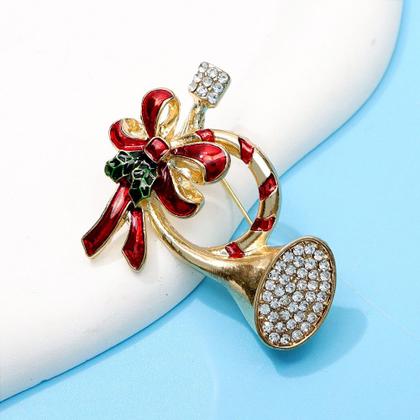 Imagem de L4406-Broche Feminino Masculino Para Roupa Vestido Terno Presente Coleção Festa Cravejado Sino De Natal Laço