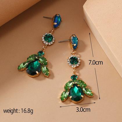 Imagem de L6704-Brinco Feminino Longo Gota Strass Zirconia Colorido Luxo Festa Noiva Formatura Namorada Debutante Presente Brilho