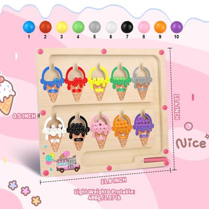 Imagem de Labirinto magnético de cores e números WakeInsa para meninas de 2 a 5 anos