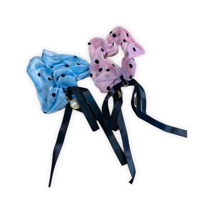 Imagem de Laçarote Elástico de Poá com Pérola para Cabelo