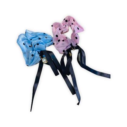 Imagem de Laçarote Elástico de Poá com Pérola para Cabelo