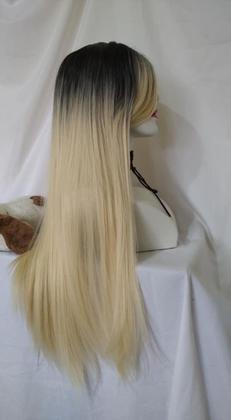 Imagem de Lacewig, peruca, loira, preta, franja, premium, lisa, 75cm