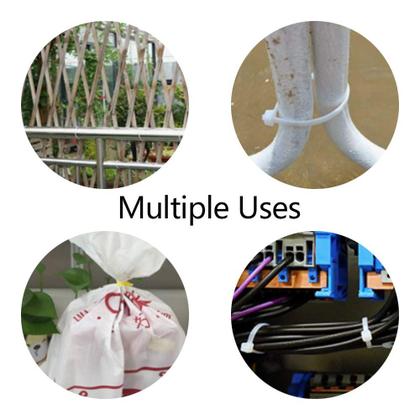 Imagem de Laços com zíper ZC, tamanhos variados, branco transparente, 10, 15, 20, 25 cm, pacote com 400