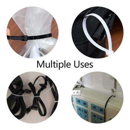 Imagem de Laços com zíper ZC, tamanhos variados, branco transparente, 10, 15, 20, 25 cm, pacote com 400